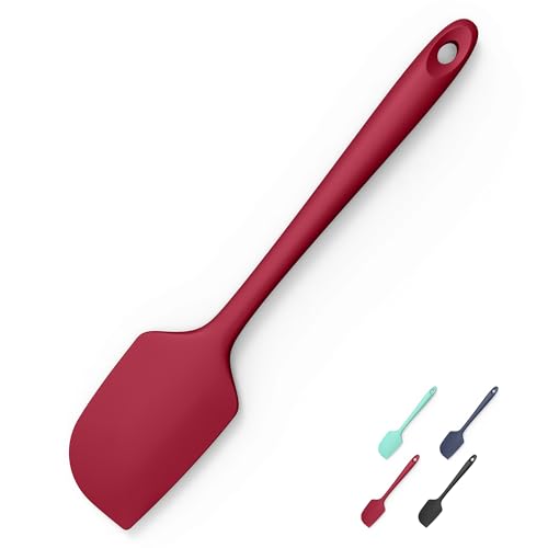 Doosu 600°F Heat Resistant Silicone Large Spatula, 11.4in, Red - color: Red, size: 11.4in (Flat Spatula)