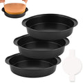 HUAKENER 3 Pcs 8 Inch Round Cake Pans with 100 Pieces Parchment Paper - size: 8 Inch with Handles