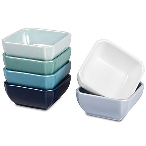DELLING 3 Oz Ceramic Dip Bowls Set of 6 Colorful, Porcelain Dipping Sauce Cups - Small Bowls for Soy Sauce Ketchup BBQ Condiment, Stackable Dishwasher Microwave Safe - size: 3oz