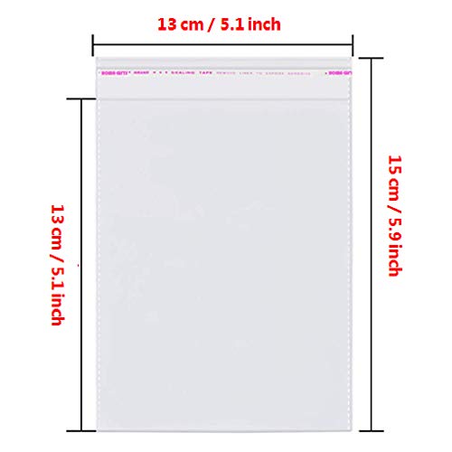 200pcs 5"x5" Clear Resealable Cellophane Bag Self Adhesive Seal - size: 5x5 Inch (Pack of 200)