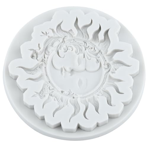 Sun Goddess Relief Silicone Mold Sun Moon Face Fondant Molds - color: Style B