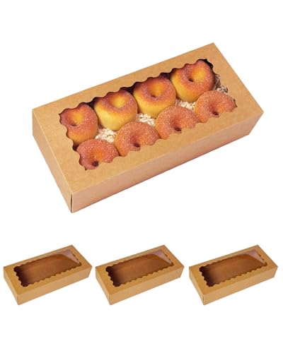 qiqee Auto-pop up Bakery Box with Window 12"x5.5"x2.5" 200Pcs Brown - color: 12x5.5x2.5, 200Pcs, Brown