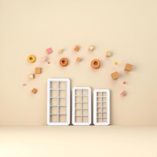 3Pcs White Square Cookie Cutter Set, 3 Size Square Biscuit Cutters Cake Decorating Use Safety Easy to Store, Geometric Multicutter Cake Fondant Cutter, Baking Tools and Accessories