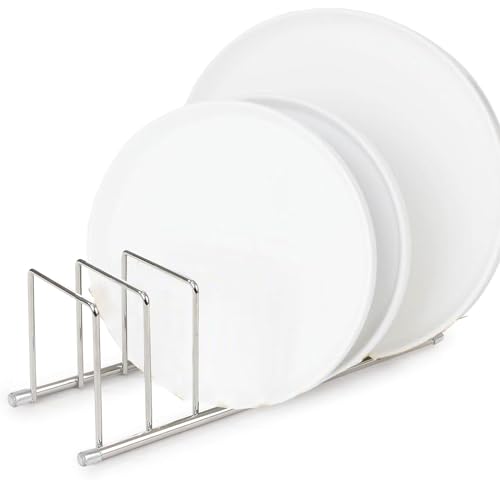 FitWell Kitchen Bakeware Organizer,Plate Racks,Rack for Plastic Lids,Cutting Boards,Cookie Sheets,Pots & Pans Holder,Compact Kitchen Storage,Cabinet Organizer (Chrome) - color: Chrome