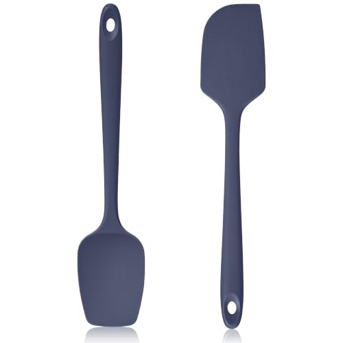 600ºF Heat Resistant Silicone Spatula Spoonula Set of 2, Blue - color: Midnight Blue, size: Large/Spoon Spatula - 2pcs