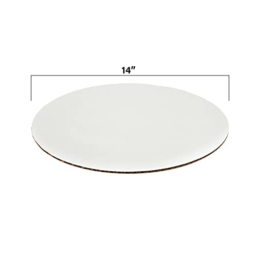 MT Products Corrugated White Cardboard Cake Board or Pizza Circle 14 inch - Sturdy Cake Base for Displaying Cakes, Bread and Desserts (15 Pieces) - Made in The USA - size: 14 Inch - Pack of 15