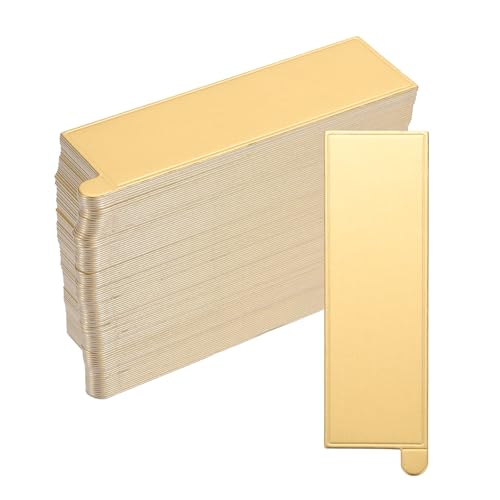 uxcell 100pcs Mini Cake Boards, Mousse Cake Cardboards Rectangle Cake Bases Plates Cupcake Dessert Displays Base Tray for Cakes, Pastries, Dessert Base - Grease Proof (Gold) - color: Gold, size: 5.1 x 1.6 inch