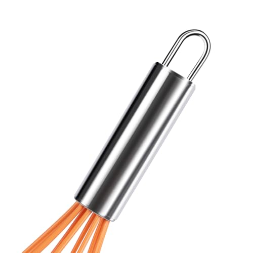 BAEKZ Multi-Color Mini Silicone Kitchen Whisks with Stainless Steel Handles Milk Beater Egg Beater Balloon Whisk for Blending Stirring Whisking and Beating(6.2in, Four colorsl, 8)