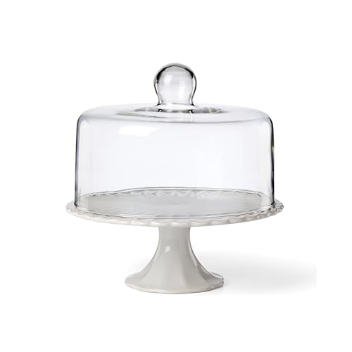 Lenox French Perle White Stoneware Cake Stand with Dome