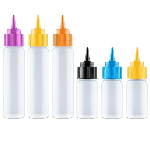 Free Hand Small Squeeze Bottles with Needle Tip - 6 Pack Precision Paint Squeeze, Fine Tip Applicator Bottles (3 x 1 oz & 3 x 2 oz) for Acrylic Paint, Royal Icing, Cookie Decorating, Crafts - size: 1 Ounces (Pack of 6)
