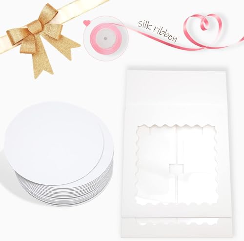 Bakepacker 10"x10"x5" White Cake Boxes with Window, 36pcs - color: White, 10"x10"x5", 18Pcs