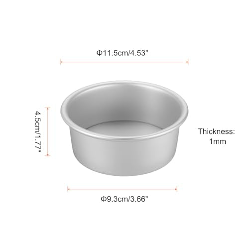 HARFINGTON 2Pcs Round Cake Pan with Removable Loose Bottom 4" Small Cheesecake Pan Anodized Aluminum Nonstick Baking Pan for Wedding Birthdays Party Event - color: Silver Tone, size: 4"
