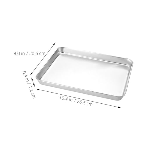 BESTOYARD Stainless Steel Rice Roll Tray Rectangular Steamer Pan 10.43 X 8.07 X 0.47 in Flat-Bottom Baking Sheet with Gripper and Scraper for Homemade Rice Noodles Serving and Kitchen Use