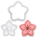 BAKERLOGY Frangipani Mini Cookie Cutter and Stamp Set – Plumeria Flower Biscuit Fondant Embosser for Tropical Hawaiian Baking, Summer Luau Party Cupcake Decoration