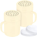CUSINIUM 10oz Beige Stainless Steel Salt Pepper Dredge Shakers - With Plastic Cap - With Handle - Pack of 2 - color: Beige, size: 10 Oz