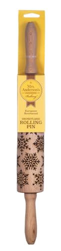Mrs. Anderson’s Baking Embossing Rolling Pin, Snowflake Design, European Beechwood - style: Snowflake, 8-Inch