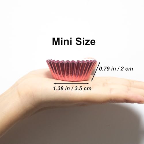 Mini Foil Paper Cupcake Liners, Perfect for Mini Cupcakes, Muffins and Other Treats, Pack of 320, Rosegold - color: Rosegold