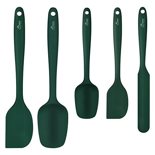 HOTEC BPA-Free Silicone Rubber Spatula Set, Dark Green, Set of 5 - color: Dark Green