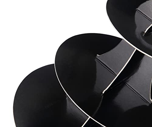 YLDW Cupcake Stand, 3-Tier Cupcake Stand Display, Cardboard Cup Cake Tower Stand, Disposable Dessert Stand for Birthday Tea Party Baby Shower Treat Decorations, Black - color: Black