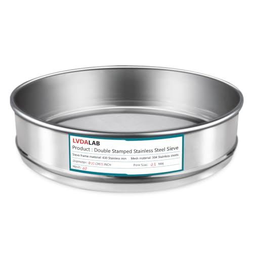 7.9" (20cm) 304 Stainless Steel Lab Sieve, 60 Mesh (0.3mm) Screen Sifter - size: 60Mesh(0.3mm)/Ф7.9in