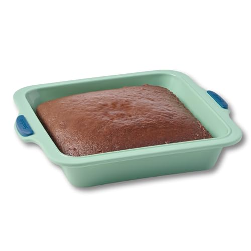 Starfrit Silicone Bakeware 8" (20cm) Muffin Pan, Metal Frame, Green - size: Square Cake