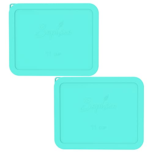 SOPHICO 11 Cup Silicone Replacement Rectangle Lids for Pyrex Glass 7212-PC - color: MINT- 2PACK