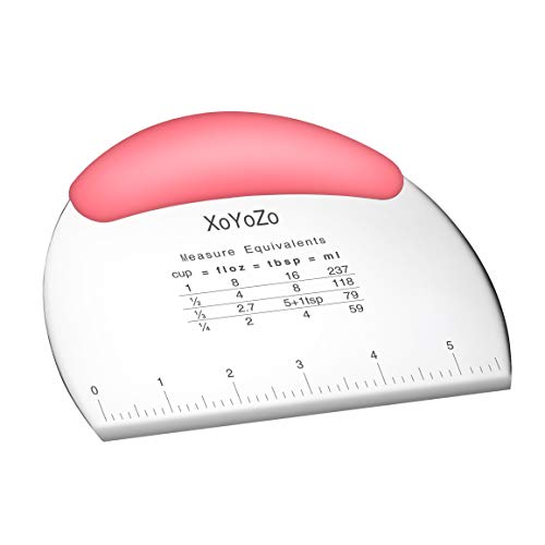1 pcs Dough Pastry Scraper Chopper/Stainless Steel Dough Scraper Cutter with Ergonomic Rubber Non-Slip Grip/Dough Scraper Cutter/Pro Pastry Pizza Cutter Chopper (Pink) - color: Pink
