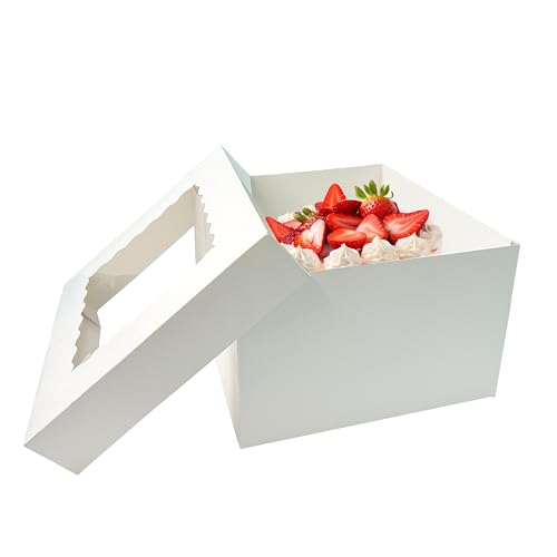 15 Pcs 12in Cake Boxes with Window,12x12x8 Inches White Bakery Boxes - color: White（12 Inch 15 Pack）