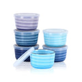 Selamica Ceramic 10 OZ Ramekins with Lids, Set of 6, Gradient Blue - color: Gradient Blue, size: 10 Oz