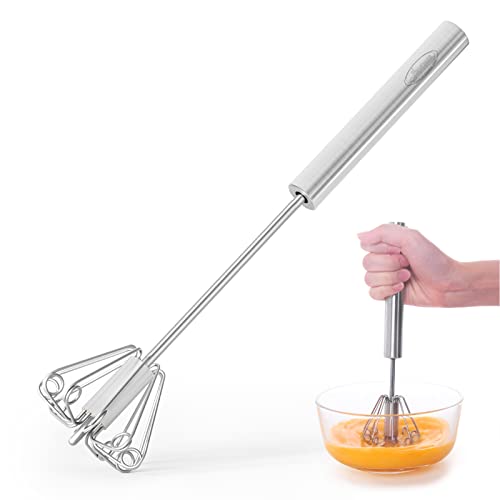 Newness Whizzy Whisk, Stainless Steel Semi Automatic Blender for Home -Versatile Tool for Egg Beater, Milk Frother, Hand Push Whisk - Kitchen Utensil for Blending, Whisking, Beating & Stirring - size: 1 PCS 12 Inch