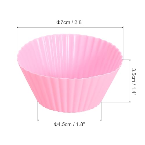 uxcell 36Pcs Silicone Cupcake Liners Non-Stick Baking Cup Pink - color: Pink, size: 3.5cm/1.4inch