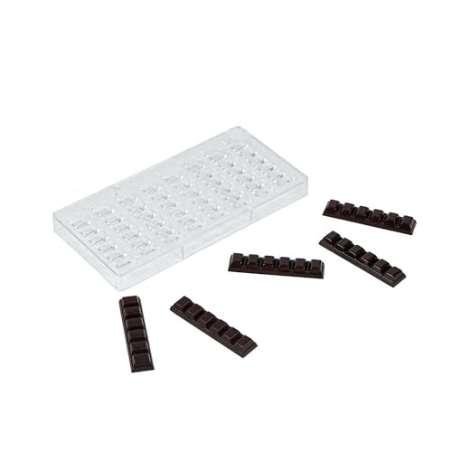Restaurantware-Pastry Tek 10.8 x 5.3 Inch Chocolate Bar Mold, 1 Dishwashable Chocolate Mold - 8 Cavities, Freezable, Clear Polycarbonate, For Protein and Energy Bar, Candy, Easy To Release