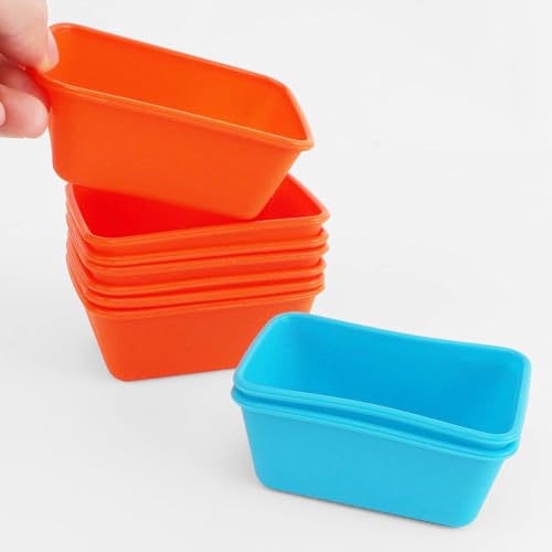 10Pcs Mini Loaf Pans, Silicone Square Cake Molds (Random Colors)