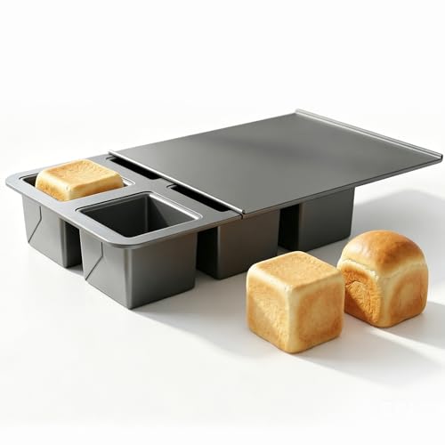 Mini Loaf Pan Pullman Loaf Pan with Lid 6-Cavity Non-Stick Bread Baking Pan Square Carbon Steel Toast Sandwich Box for Oven Microwave Baking Homemade Bread Cake Bakeware (26 * 17.5 * 6cm)