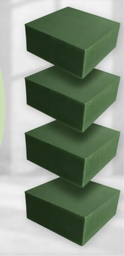 XCEL Floral Foam Blocks - Reusable, Weather Resistant Craft Foam for Artificial Flower Arrangements, Faux Florist Foam Planters Florist Supplies (Green 7" x 7" x 3" - 4 Pack) - color: Green 7" x 7" x 3" - 4 Pack