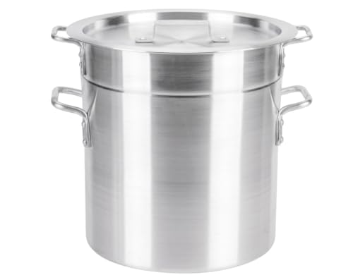 Soro Essentials- 16 Qt. Aluminum Double Boiler Pot with Lid- Steam Melting Stock Pot for Butter Chocolate Cheese Caramel Fondue Candy Dessert and Sauces - size: 16 Quarts