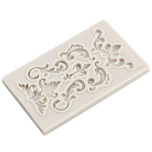 Sijiangmold Baroque Silicone Mold Scroll Relief Lace Fondant Mold Set of 5 - color: Style C