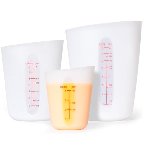 Silicone Measuring Cups for Melting Chocolate ml/oz/cup Marks Silicone Cups