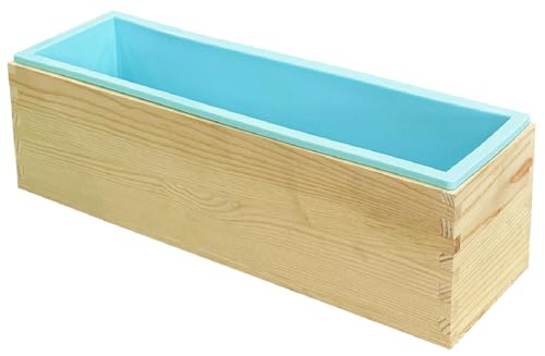 Silicone Soap Mold Loaf with Wooden Box for Soap Making - color: Light Blue, size: Silicone Mold and Wood Box