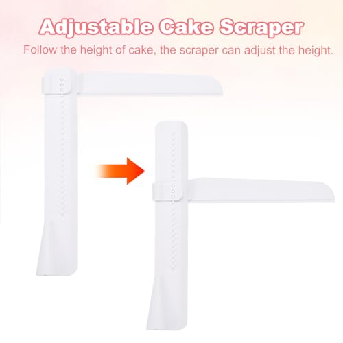 uxcell 2Pcs Adjustable Cake Scraper Adjustable Cake Smoother White - color: White