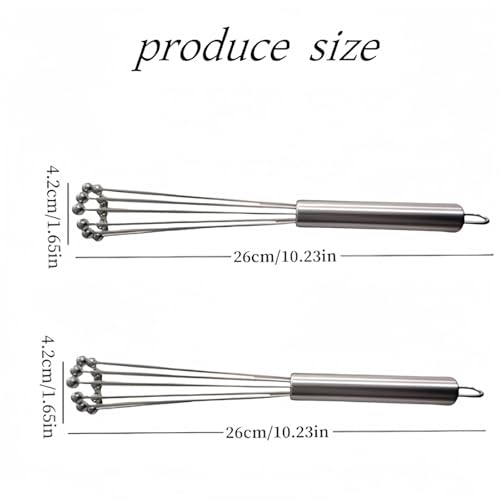2 Pieces 10.23inch Stainless Steel Ball Whisks,Durable Manual Egg Beater, Whisk Set for Cooking,Cream whisk, kitchen baking tool,Dishwasher Safe