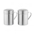 Stainless Steel 10 Ounce Dredge Shakers with Handle for Powder Sugar, Flour Duster for Baking, Seasoning Shaker, Salt and Pepper Shakers, Cinnamon Sugar Dispenser for Kitchen (2-PACK)