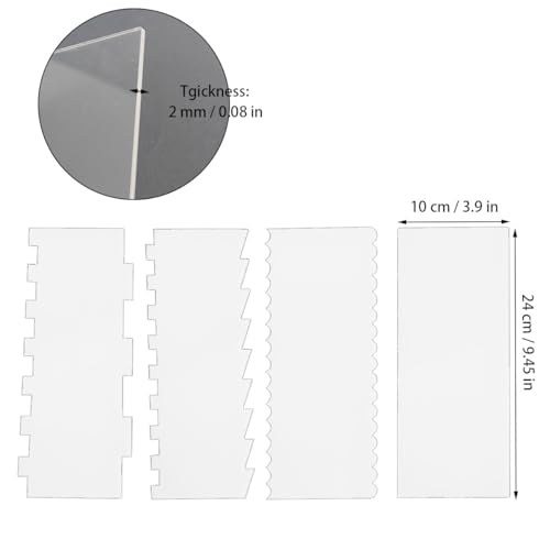 4 Pack Clear Cake Combs, Clear Acrylic Cake Smoother Scraper