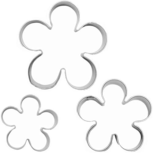 Comais Rose Petals Flower Cookie Cutters Set Stainless Steel 3Pcs Large