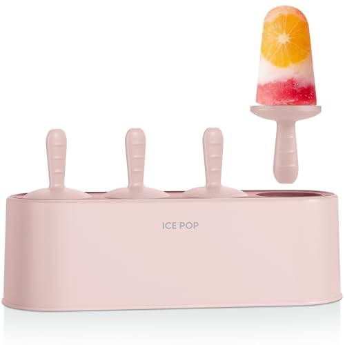 WYOK Popsicle Molds 4-Cavity Silicone Ice Pop Mold (Pink, IcyClassic Pops) - color: Pink
