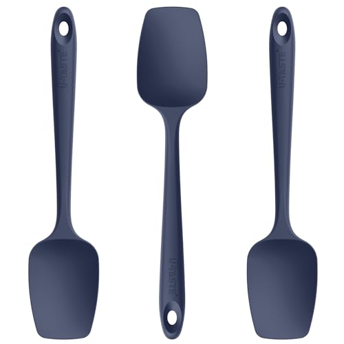 U-Taste Silicone Spoon Spatula Set of 3, 480°F High Temp, Midnight Blue - color: Midnight Blue