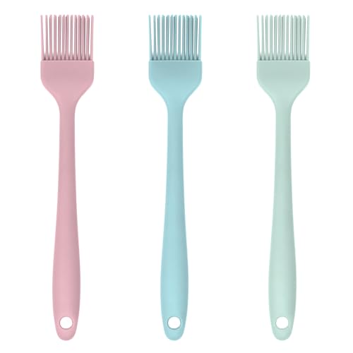 JS Gourmet Silicone Small Basting & Pastry Brush, Pastel Multicolor, 3-Pack