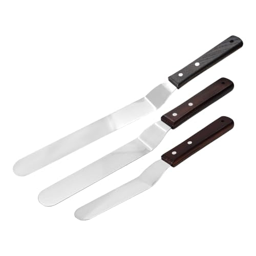 3Pcs 6 & 8 & 10 Inch Stainless Steel Angled Cake Icing Spatula - size: 6 & 8 & 10 Inch