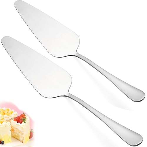 Cake Pie Server, 2 Pack Stainless Steel Pizza Pastry Cake Slicer Server Set, Cake Cutter with Serrated Edges for Kitchen, Restaurants, Wedding, Birthdays and Parties - style: A-Silver 2 Sets