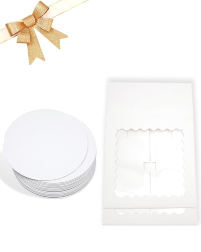 10"x10"x5" Cake Box, 36 Sets White Cake Box with Window ＆ 36 Sets 10" White Cake Round Boards, for Cake, Treat Cookie Dessert, Pastry, Birthday Party, Weddings - color: White, size: 10"x10"x5", 36Pcs